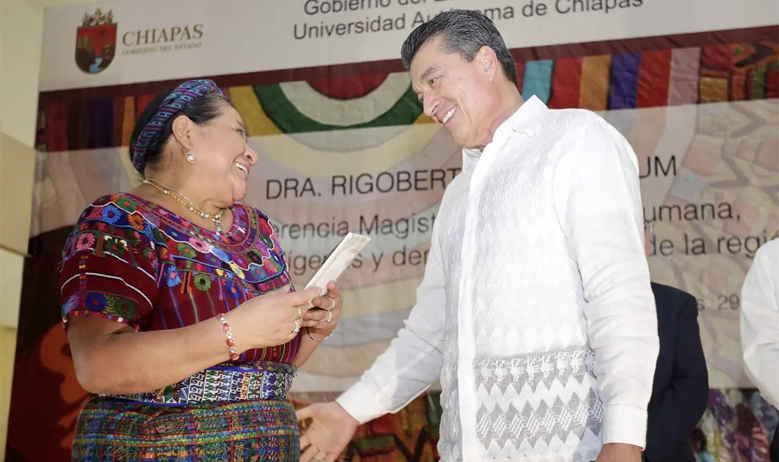 El jefe del Ejecutivo estatal reconoció el trabajo ejemplar que la activista guatemalteca ha demostrado a lo largo de su vida. CP
