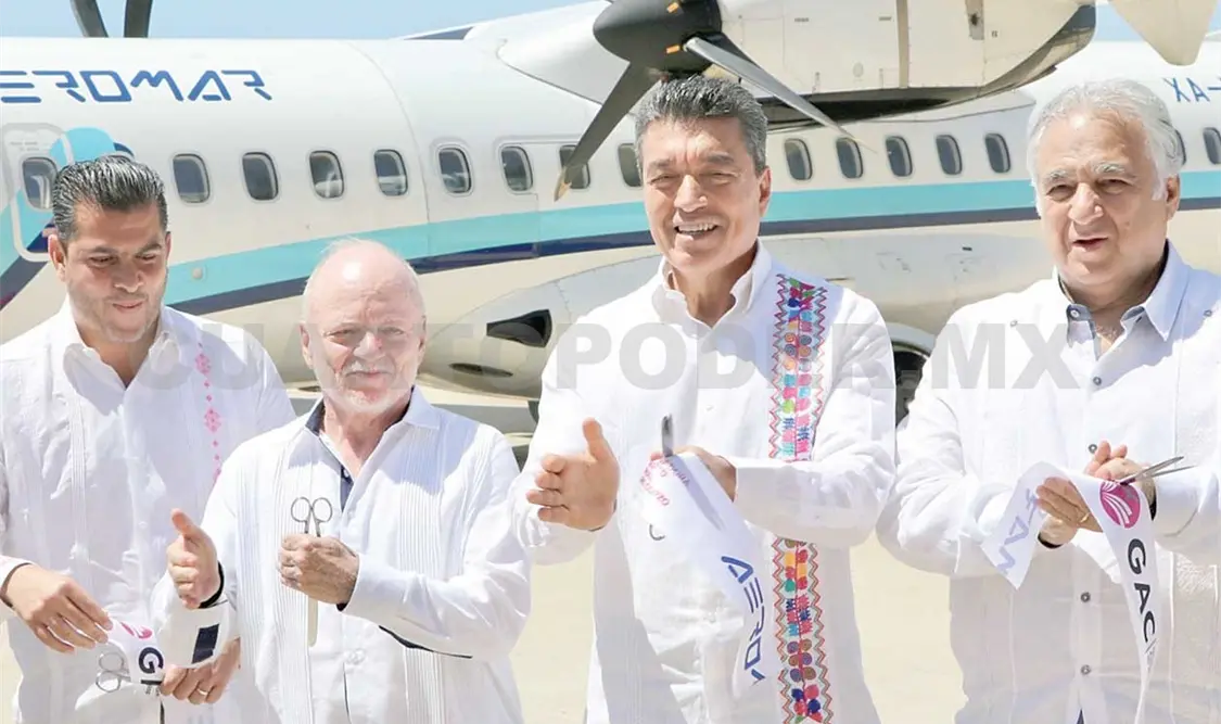 Rutilio Escandón inaugura nuevo vuelo de Aeromar
