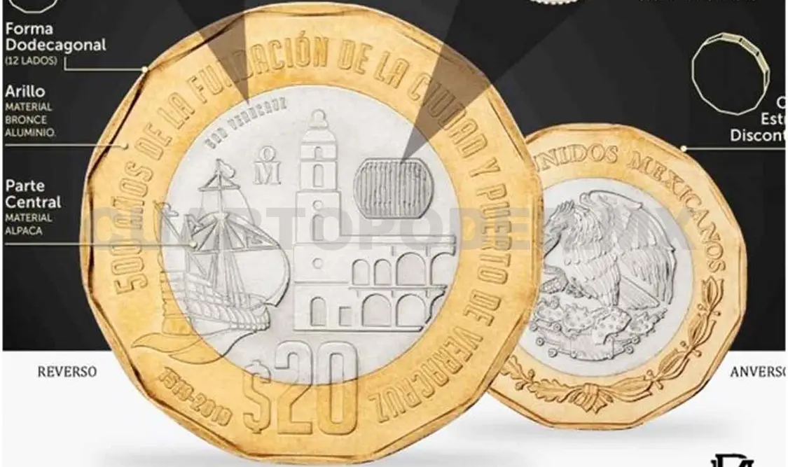 Ponen en circulación moneda de 20 pesos