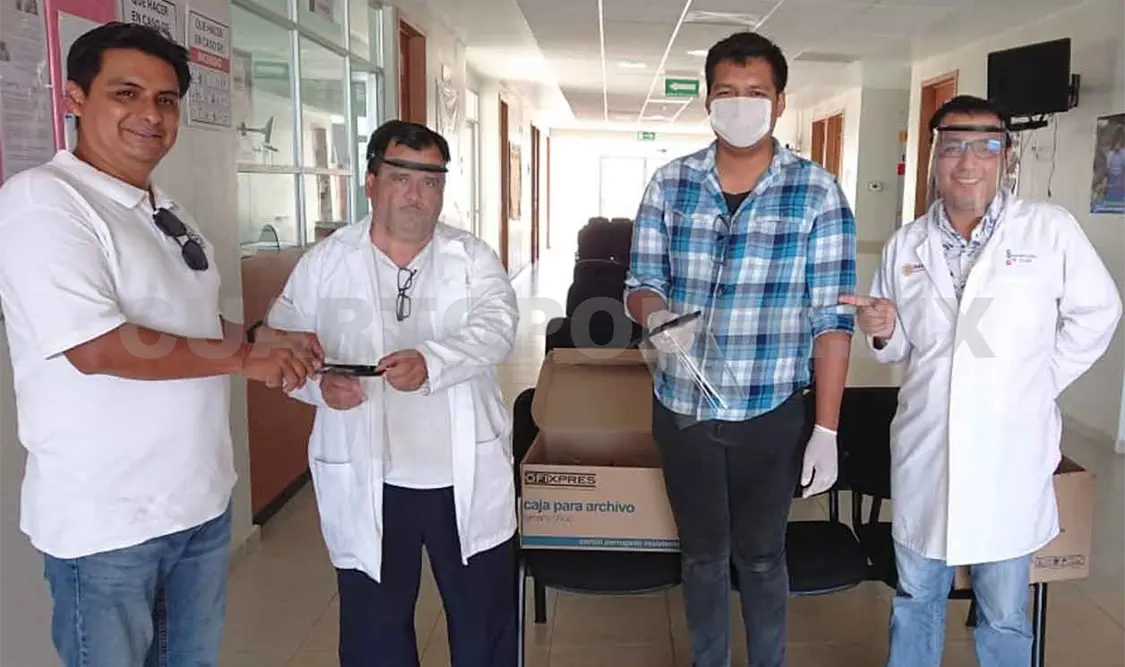 Alumnos diseñan y donan caretas a personal médico