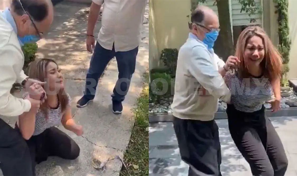 El notario jaloneó a la mujer, que incluso se mostró al borde del llanto. Agencias