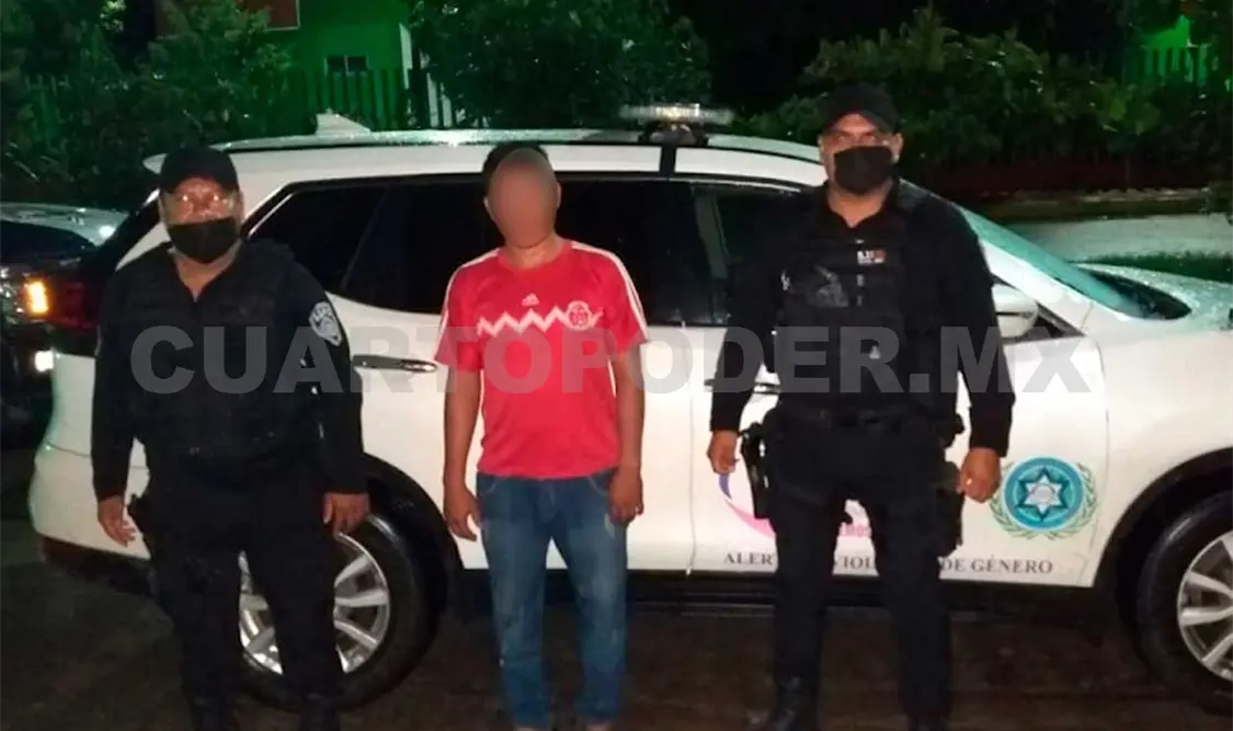 Exal “N”, de 22 años de edad, fue detenido como presunto responsable del delito de violencia familiar contra su esposa. CP
