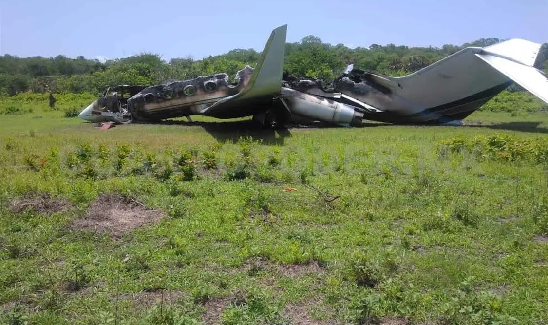 Sedena localiza avioneta calcinada en pista clandestina