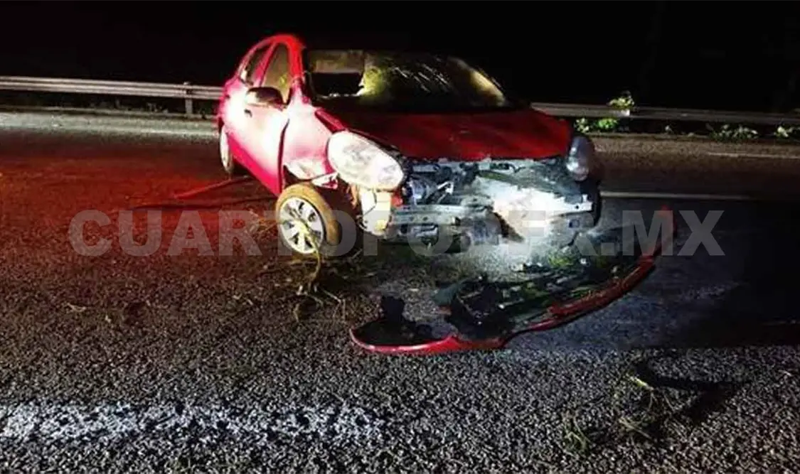 Destruyó su carro en árbol sobre la carretera
