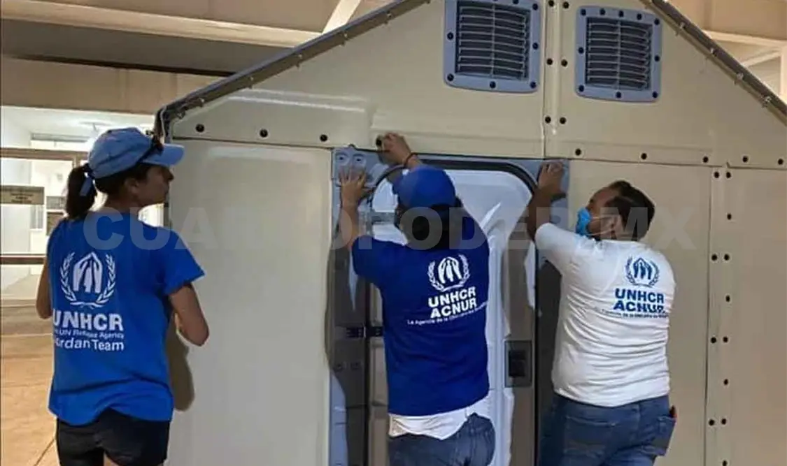 Instalan unidades de vivienda para refugiados