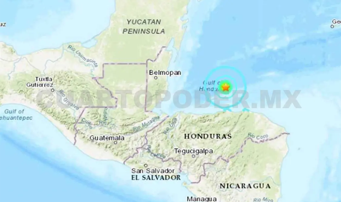 Reportan sismo de 5.7 en costas de Honduras