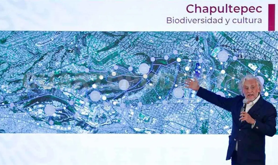 Presentación del Plan Maestro general del centro cultural Bosque de Chapultepec en la conferencia matutina. Cortesía