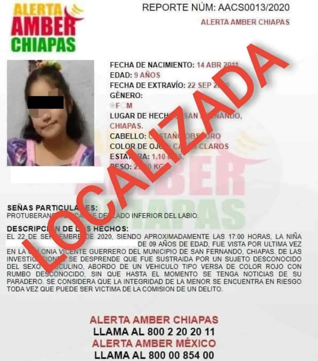 Localiza FGE a menor con reporte de sustracción en San Fernando