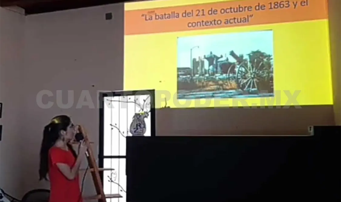 Helania Astrid Nolasco Pola, en la platica difundida en redes. Cortesía
