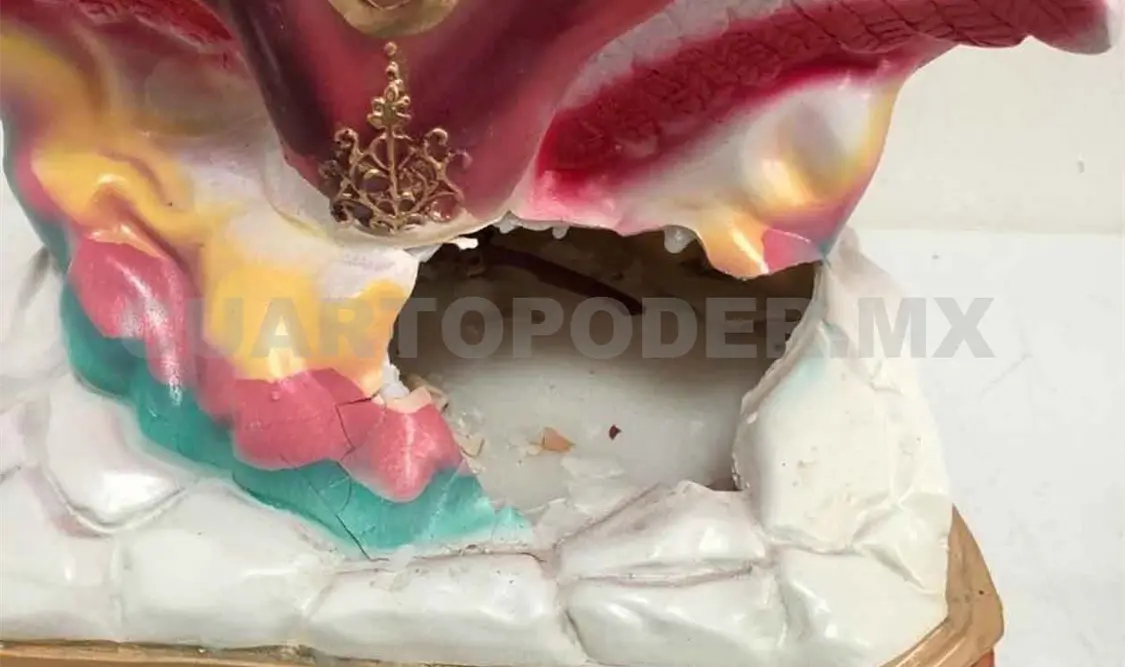Esconden en figura de virgen cinco kilos de crystal