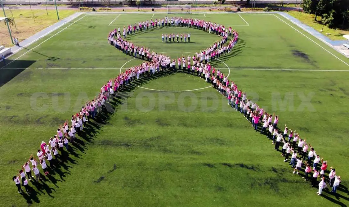 Forman moño rosa en la lucha contra cáncer