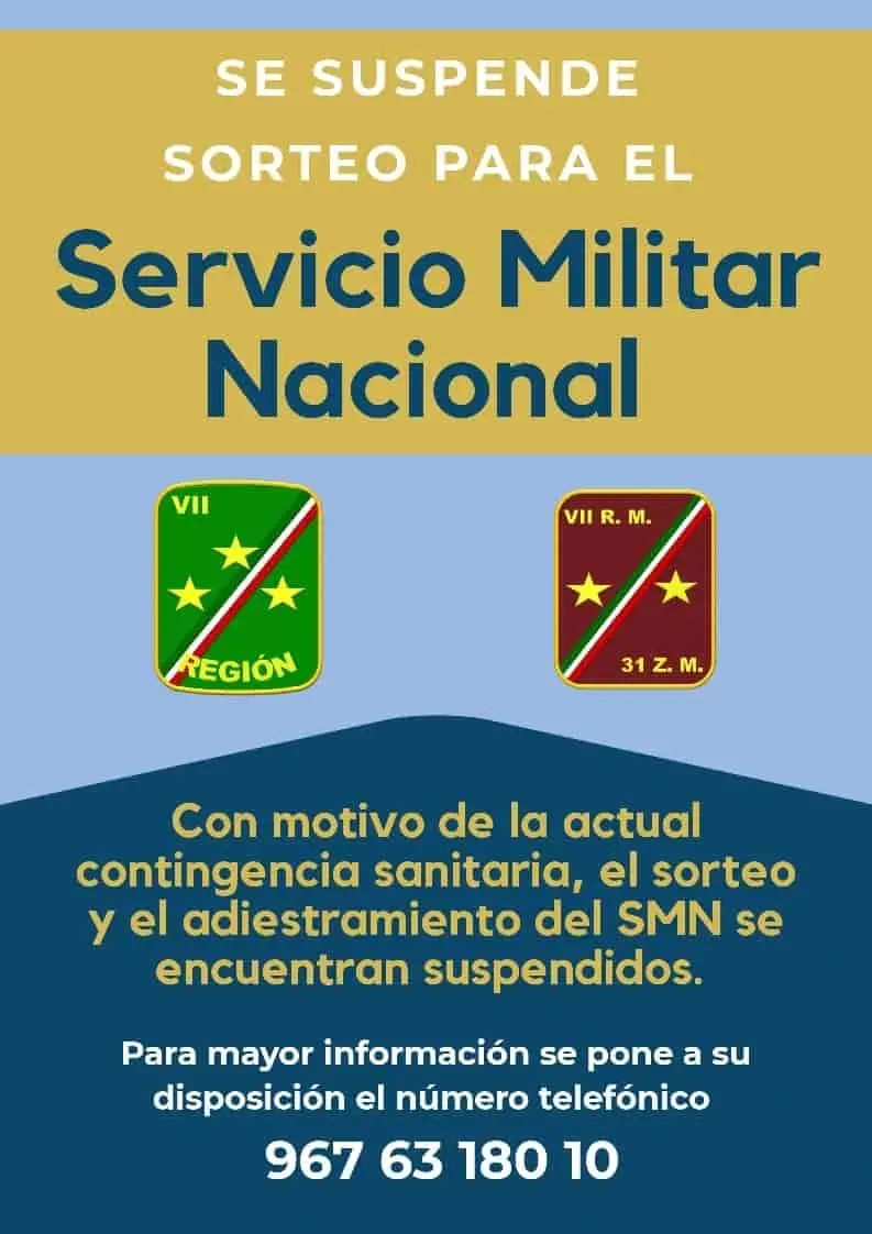 Sedena suspende sorteo para servicio militar nacional y adiestramiento