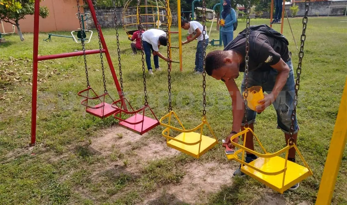 Rehabilitan espacios públicos en Tapachula