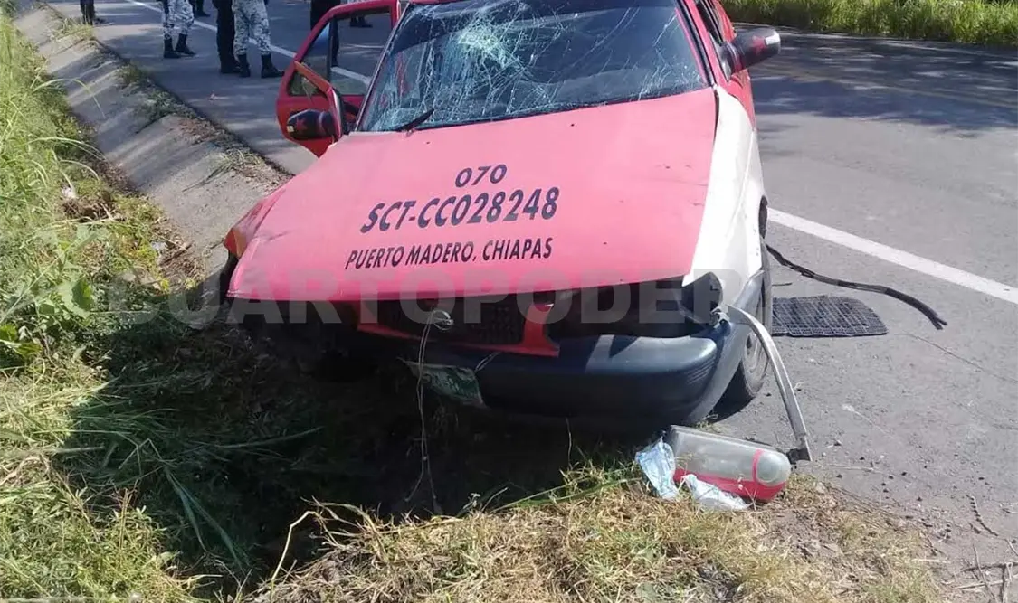 El accidente ocurrió sobre el tramo carretero Tapachula-Puerto Madero, a la altura de la comunidad Cuatro Milpas. Víctor Sánchez / CP