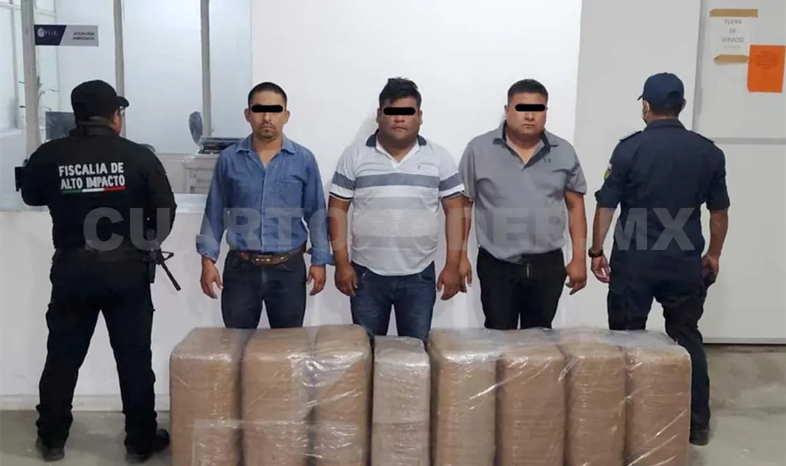Detienen a tres sujetos con cargamento de droga