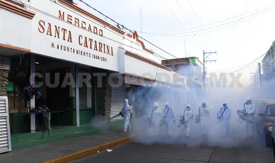 Desinfectan primer cuadro de Villaflores