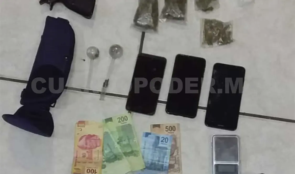 Detienen a sujeto con droga y arma