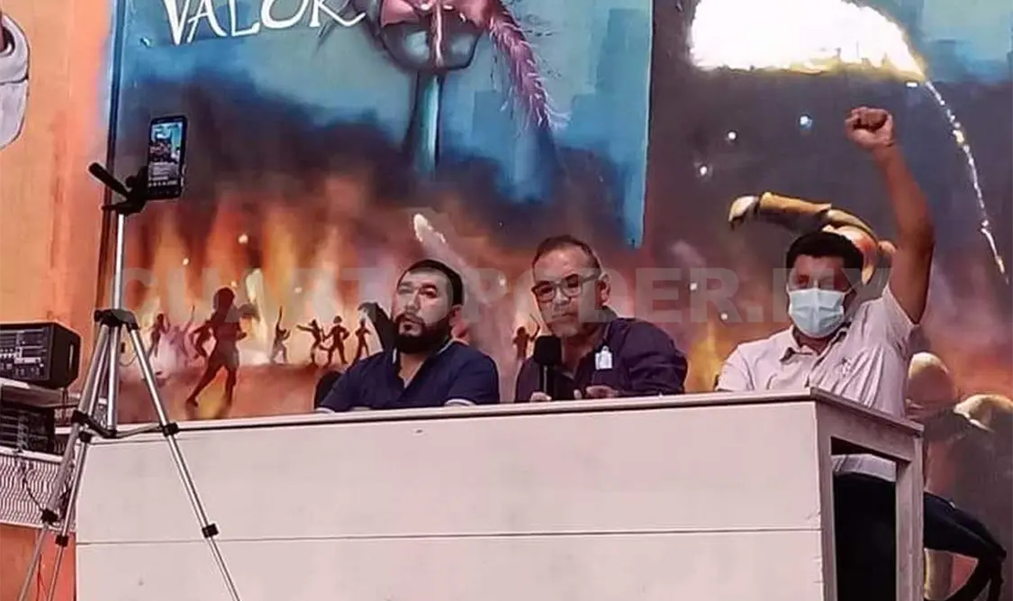 Los maestros de la AED de la Sección 40 ofrecieron una conferencia de prensa. Cortesía