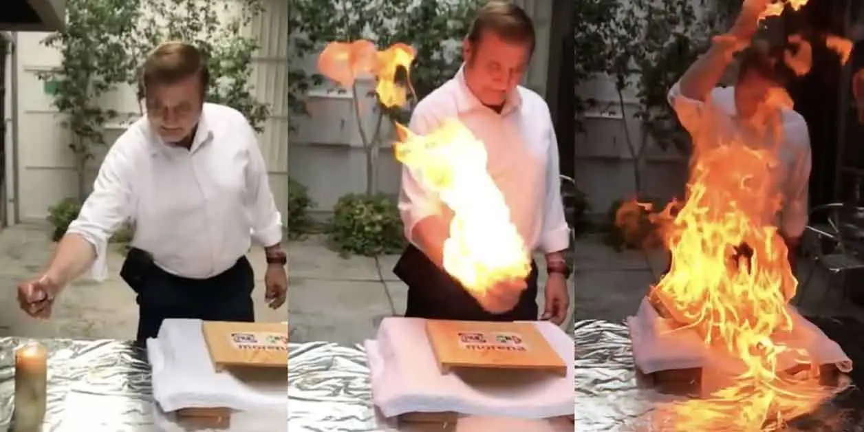 Se prende fuego a su mano; lo tunden en redes