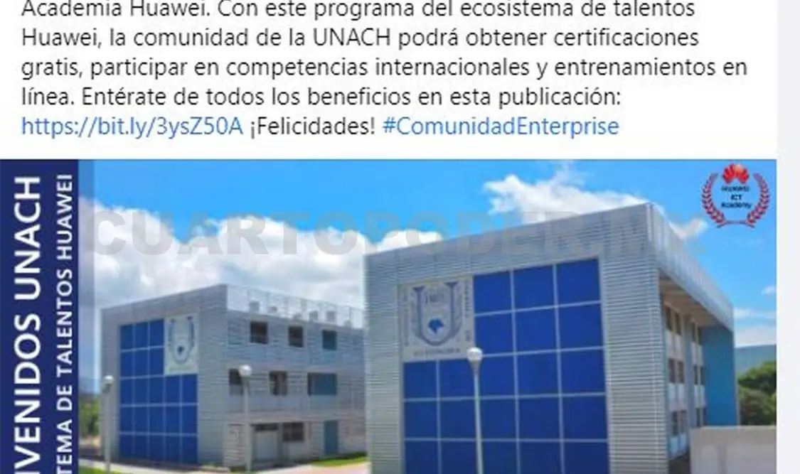 Obtiene Unach registro como Academia Huawei