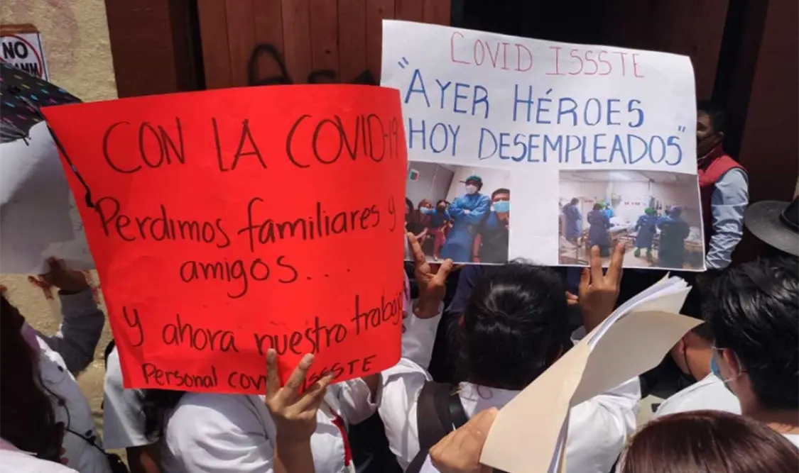 Por segundo día consecutivo, personal médico y de enfermería se manifestaron para exigir certeza y estabilidad laboral. Twitter