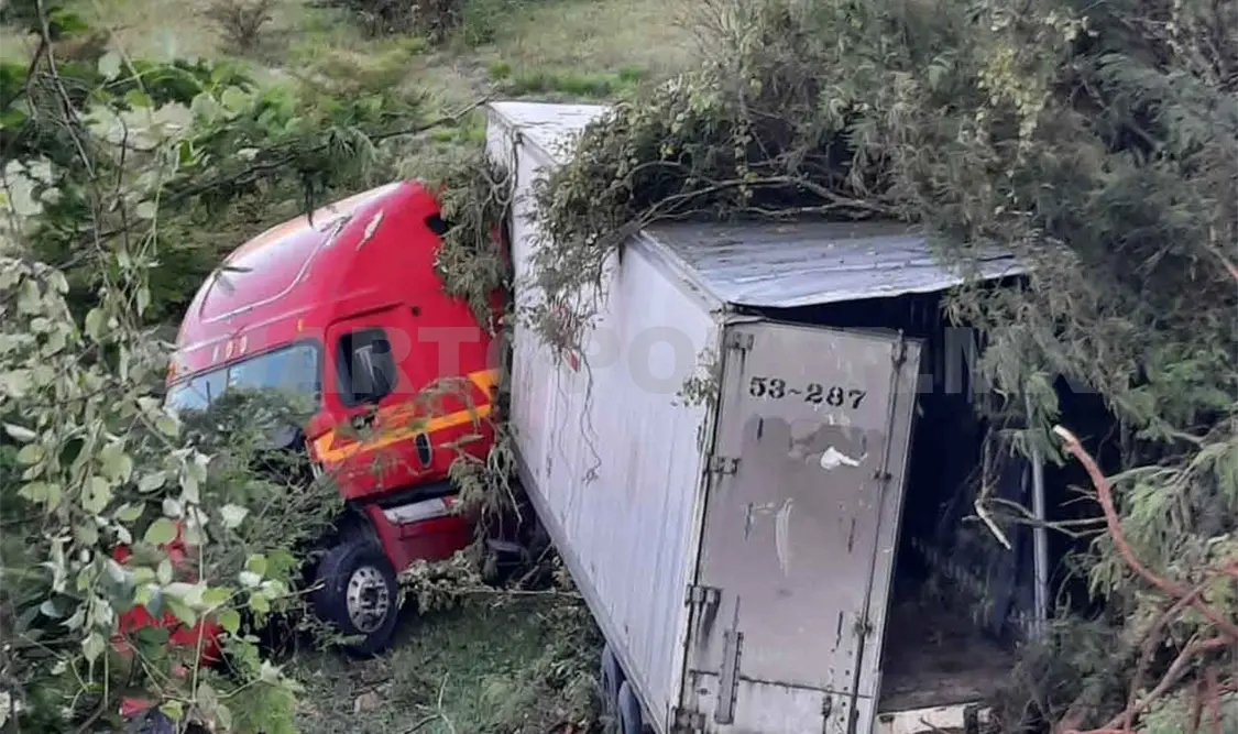 Tráiler cae a un barranco