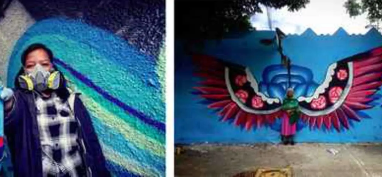 Ale Bixablú creó un mural en la colonia Santa Cruz Meyehualco. Cortesía
