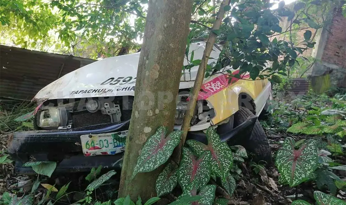 Taxi se sale de carretera e impacta contra árbol