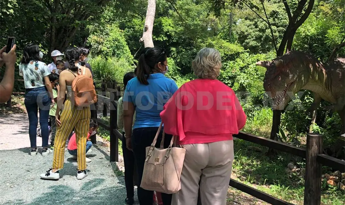 Los visitantes pueden conocer a detalle las características de dinosaurios, como el T-rex, el pterodáctilo, entre otros. José Ortega / CP