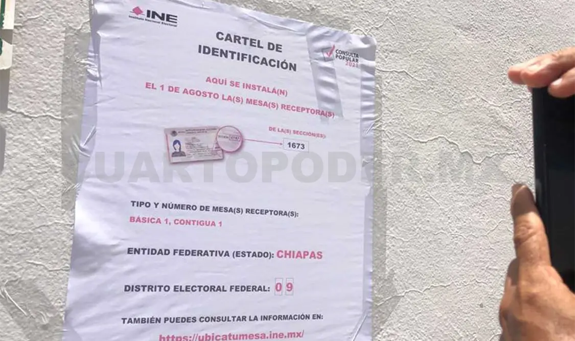 Los listados de ubicación de casillas se encuentran colocados en físico en los sitios donde podrá votarse. CP