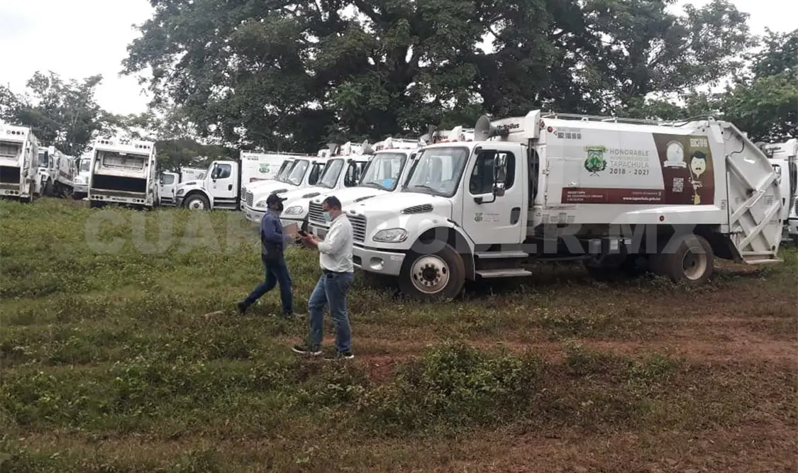 Las unidades se encontraban resguardadas en un predio ubicado en el kilómetro 8 de la carretera Tapachula-Huixtla. CP