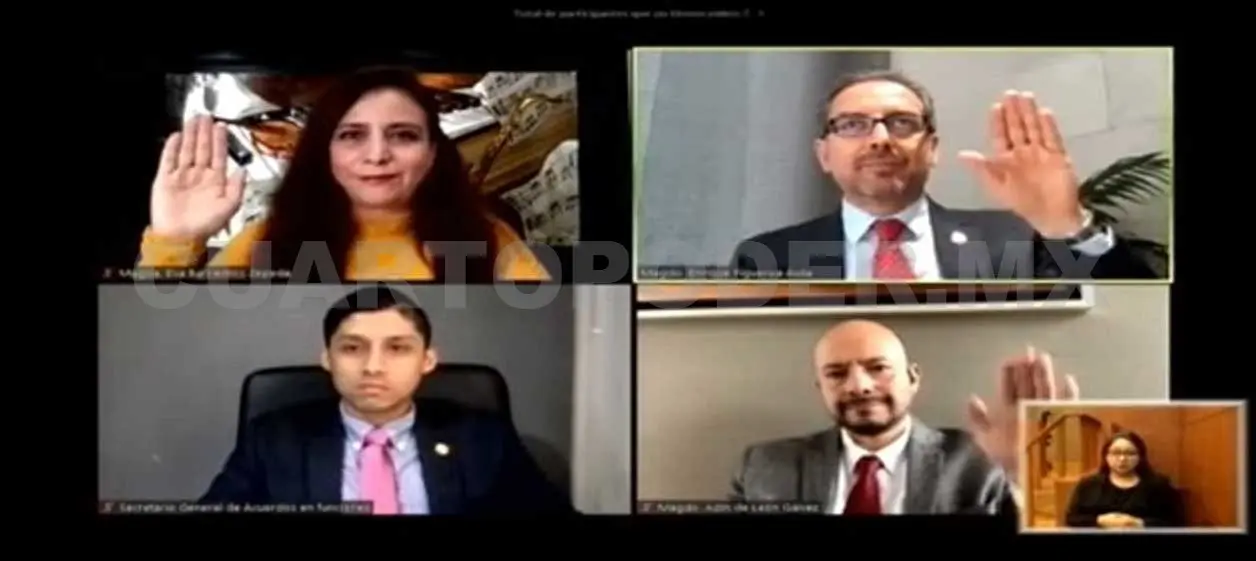 Durante la confirmación de los cómputos de los municipios de Amatán y Suchiapa en la sesión virtual. Cortesía