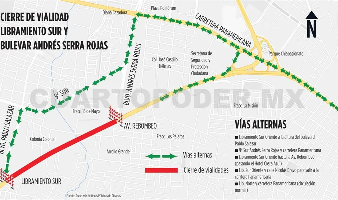Anuncian vías alternas por obra de paso a desnivel