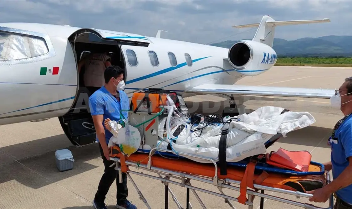 Trasladan vía aérea a paciente con quemaduras