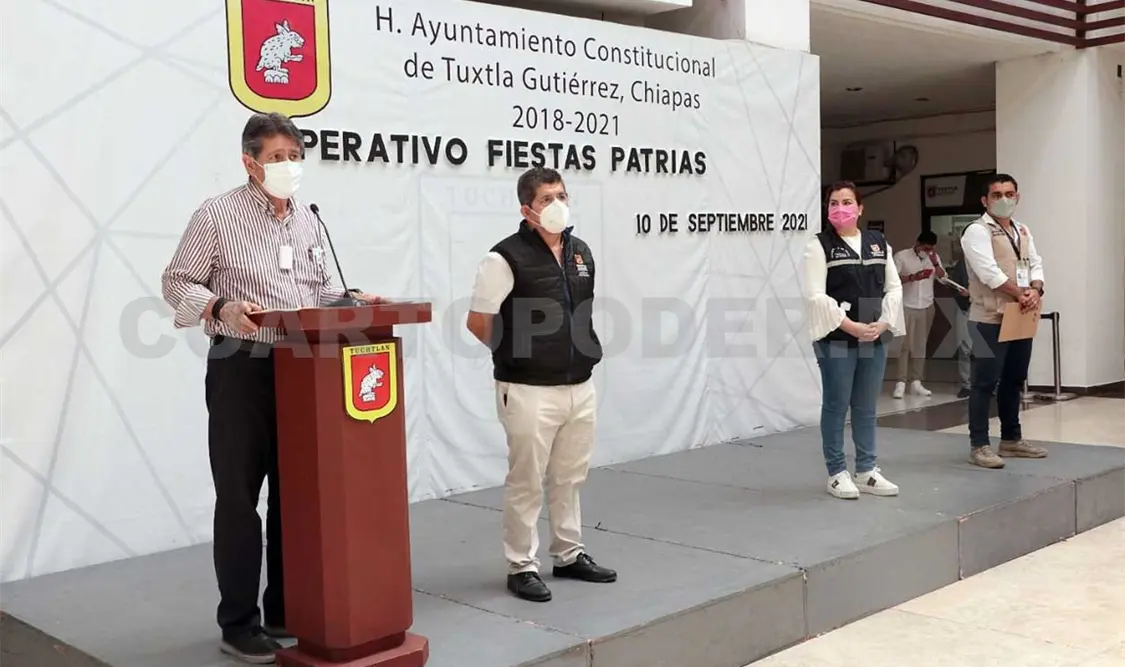El presidente de Tuxtla Gutiérrez, Carlos Morales Vázquez, ha informado sobre el operativo Fiestas Patrias 2021. CP