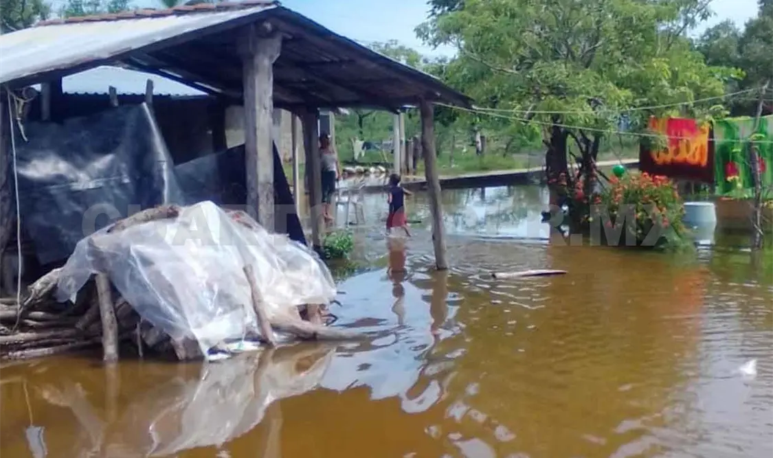 Lluvias provocan inundaciones en pesquería La Línea, en arriaga
