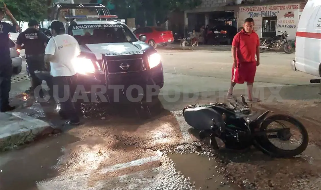 Atropellan a motorista y queda con lesiones