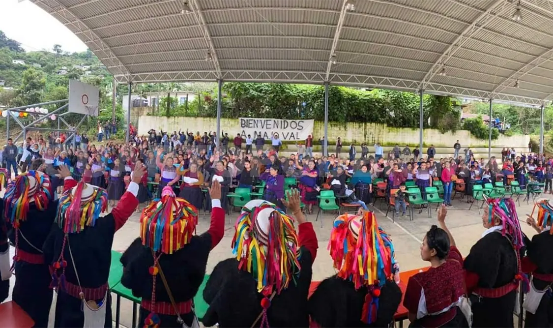 La población del ejido Majoval del municipio de Larráinzar busca ser referente al manifestarse contra la violencia de género. CP