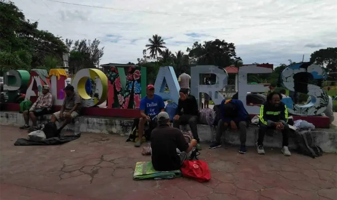 Los migrantes caminaron de Piedra Blanca a Palomares un total de 12 kilómetros. Cortesía