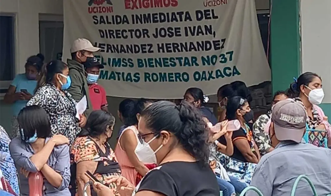 Las protestas se realizaron el pasado martes en el hospital del IMSS-Bienestar de Matías Romero, por la muerte de dos recién nacidos. Cortesía