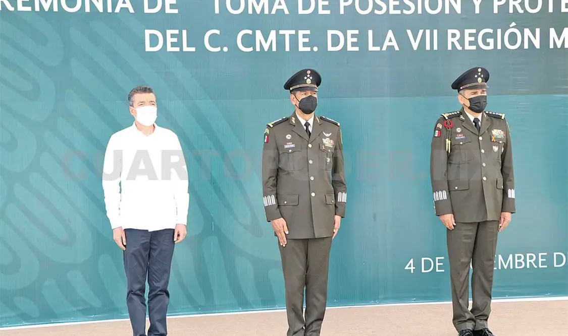 Durante la Ceremonia de Toma de Posesión y Protesta de Bandera del general Armando Montaño Ponce. CP