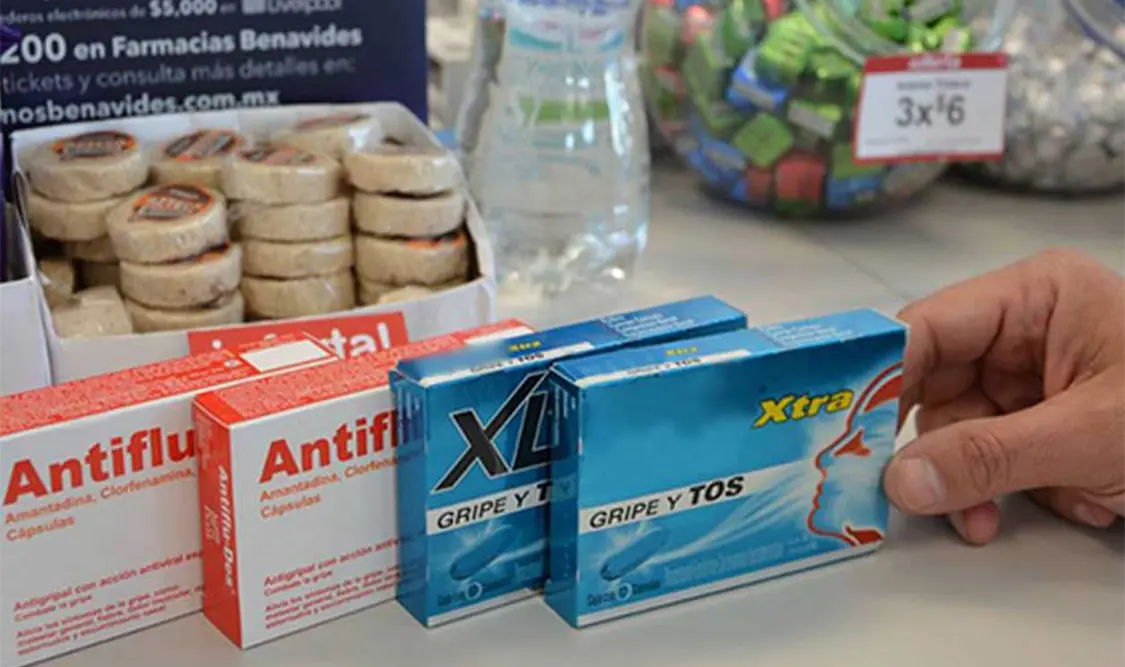 Algunos productos faltantes son Agrifen, Antiflu-des, Vitacilina, Aderogyl, Afrin y Contac. Cortesía