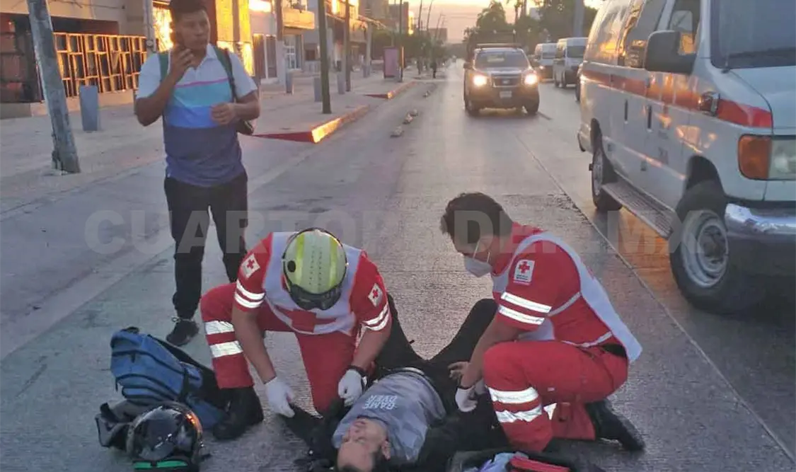 Derrapa moto en bulevar Belisario Domínguez
