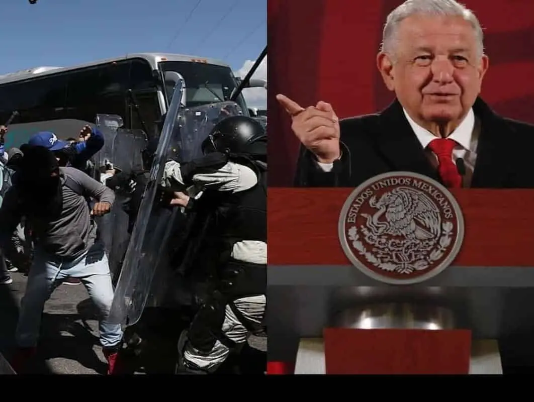 AMLO reiteró que no habrá represión contra los normalistas porque ya no es como en el gobierno de Felipe Calderón de “mátalos en caliente”. Cortesía