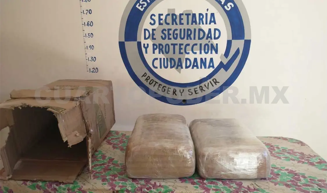 Aseguran policías estatales 18 kilos de marihuana