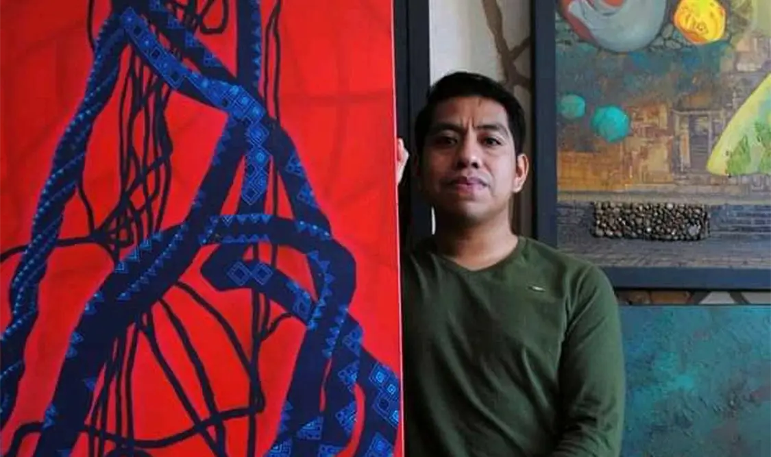 El pintor Rigoberto Gómez Sántiz. Cortesía