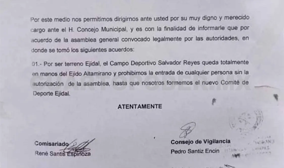 Ejidatarios se apropian de campo en Altamirano