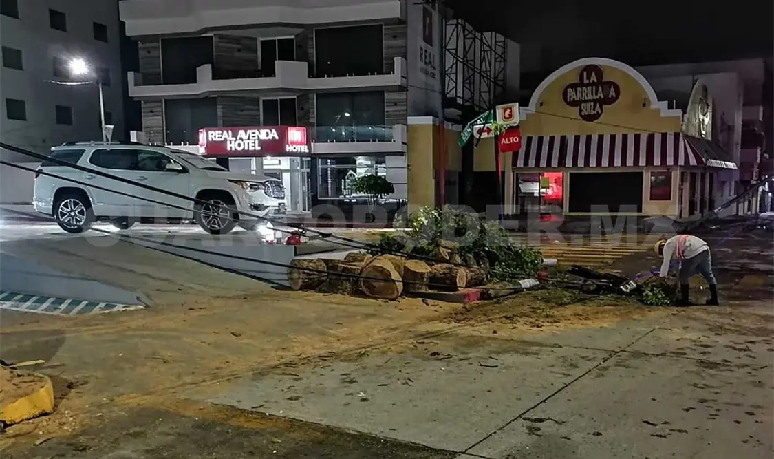El árbol que cayó este sábado se ubicaba en avenida Central y 11 Poniente. Cortesía