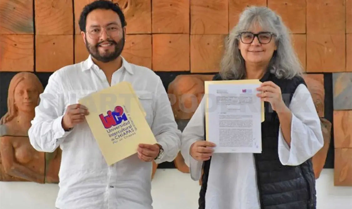 La firma fue realizada por la rectora de la Universidad Intercultural, Leticia Pons Bonals, y el rector ecuatoriano Carlos Andrés Pastor Pazmiño. Cortesía