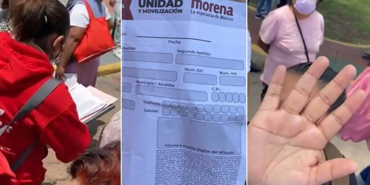 En las imágenes compartidas por John Ackerman se aprecia los formatos de afiliación con el nombre de las personas por las que debe votar. Cortesía